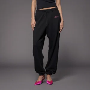 Jogging - 100% coton - logo - orné de strass - noir