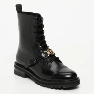 Bottines - cuir - noir - logo floqué - Semelle : 4 cm - tige : 20 cm